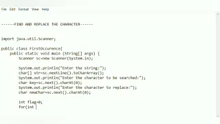 Find and Replace The Character Java Program