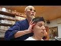 💈(ASMR) Japanse Meesterbarbier met Traditionele Knipbeurt, Shampoo \u0026 Massage