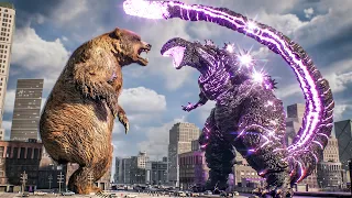 Stupid Bear Attacks Shin Godzilla and Gets in Trouble - Godzilla Minus One Comes to the Rescue