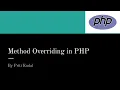 14 Method Overriding in PHP