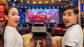 ПАРКОВКАДА КИНОТЕАТР🍿🎬Күшті кино көрдік🥰✨