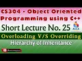 CS304 Short Lecture 25 Function Overloading Method Overriding Object Oriented Programming