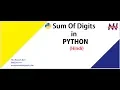 Python Tutorial in Hindi Python Coding for Sum of Digits Hindi Manish Nain
