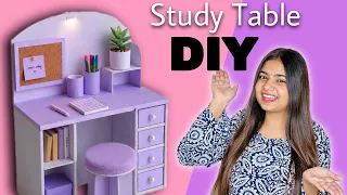 *cutest mini study table* DIY for Barbie from cardboard 