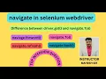 navigate in selenium webdriver navigate To navigate refresh navigate forword navigate back