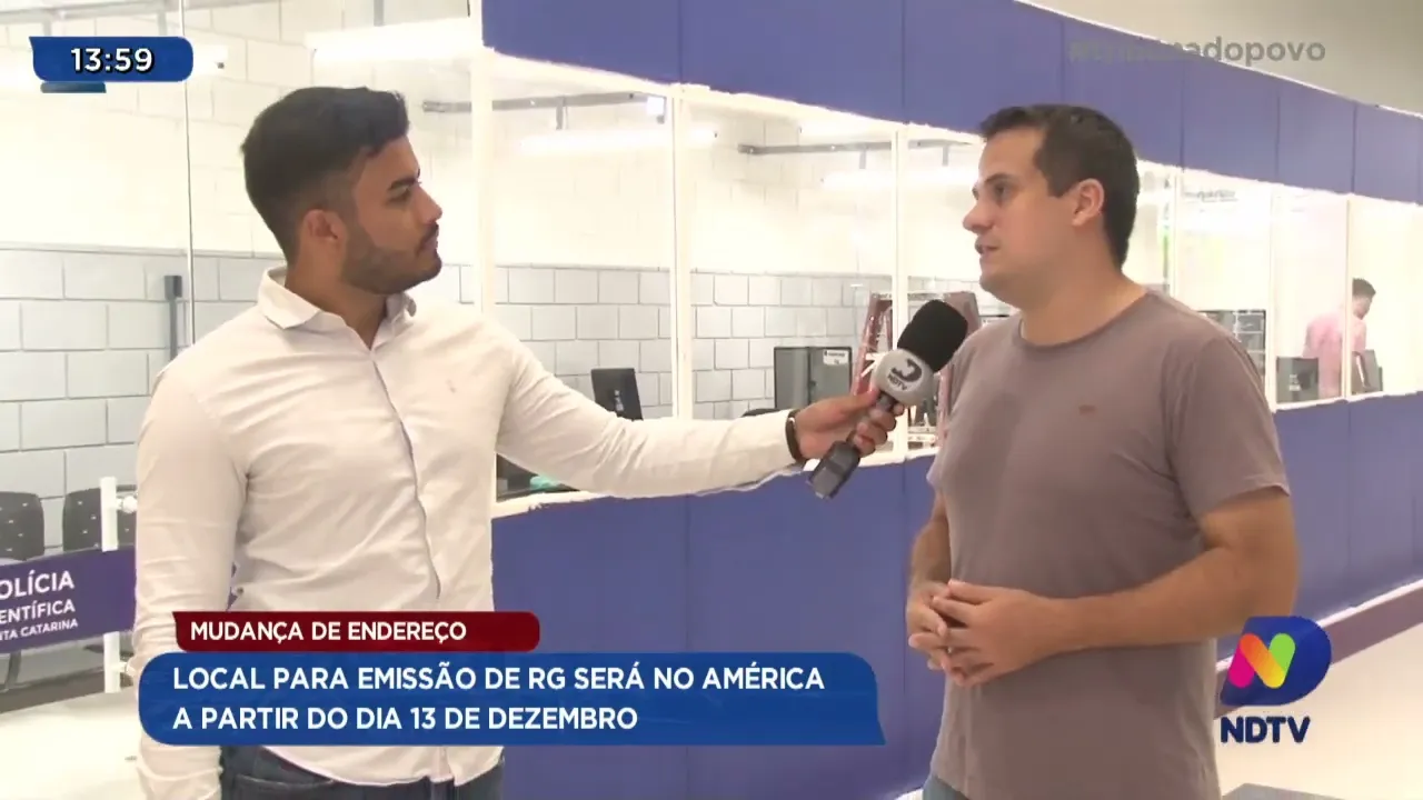 Mudança de endereço: local para emissão de RG será no América a partir do dia 13 de Dezembro