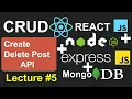 React Node JS Mongo CRUD - How to Create a Delete Post API in Node Express JS and MongoDB