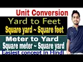 conversion of Square meter to Square yard conversion of Square yard to square feet meter to feet