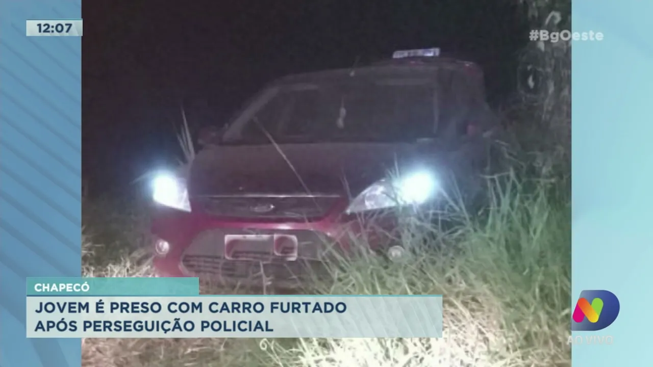 Chapecó: jovem é preso com carro furtado após perseguição policial