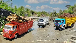 Mobil Truk Oleng RC Muatan Kayu lewati Jalan Banjir dan Nanjak di Perkampungan Jatuh Terguling