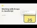 JavaScript - Web development basic Series Working with Arrays in JavaScript