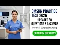 CMSRN Practice Test 2026 30 Must-Know Med-Surg Nursing Questions