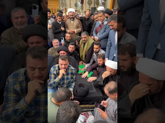 ⁣تشييع مهيب لجثمان الخطيب الحسيني السيد محمد باقر الفالي في الصحن العلوي المطهر