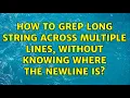 How to grep long string across multiple lines without knowing where the newline is