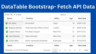DataTable Bootstrap 5 Fetch API data and Display in DataTable using JavaScript