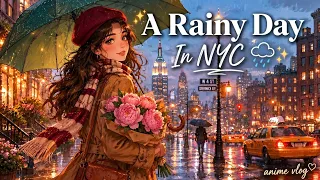 a rainy day in nyc cozy anime vlog caf art cooking u0026 college life