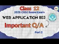Class 12 Web Application Important Questions JavaScript Graphic Designing Cyber Security
