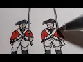 How to draw a British Revolutionary war soldier
