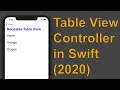 TableView Controller in Swift 5 Xcode 11 2020