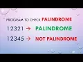 Program to check palindrome number
