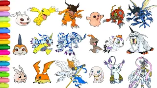 Coloring All Main Digimon Part 1 - Digimon Adventure
