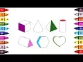 Learn Colors with 3D Shapes Coloring Pages How to Draw for Kids