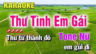 Karaoke Thư Tình Em Gái Tone Nữ Nhạc Sống Phối Mới | Nguyễn Linh