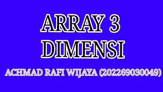 ARRAY 3 DIMENSI TUTORIAL NETBEANS PEMULA
