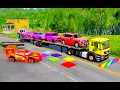 Download Lagu Flatbed Truck McQueen | Transportation with Truck - Pothole vs Car #30 | BeamNG.Drive Gameplay