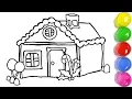 Gingerbread house coloring and drawing Learn colors for Kids Toddlers