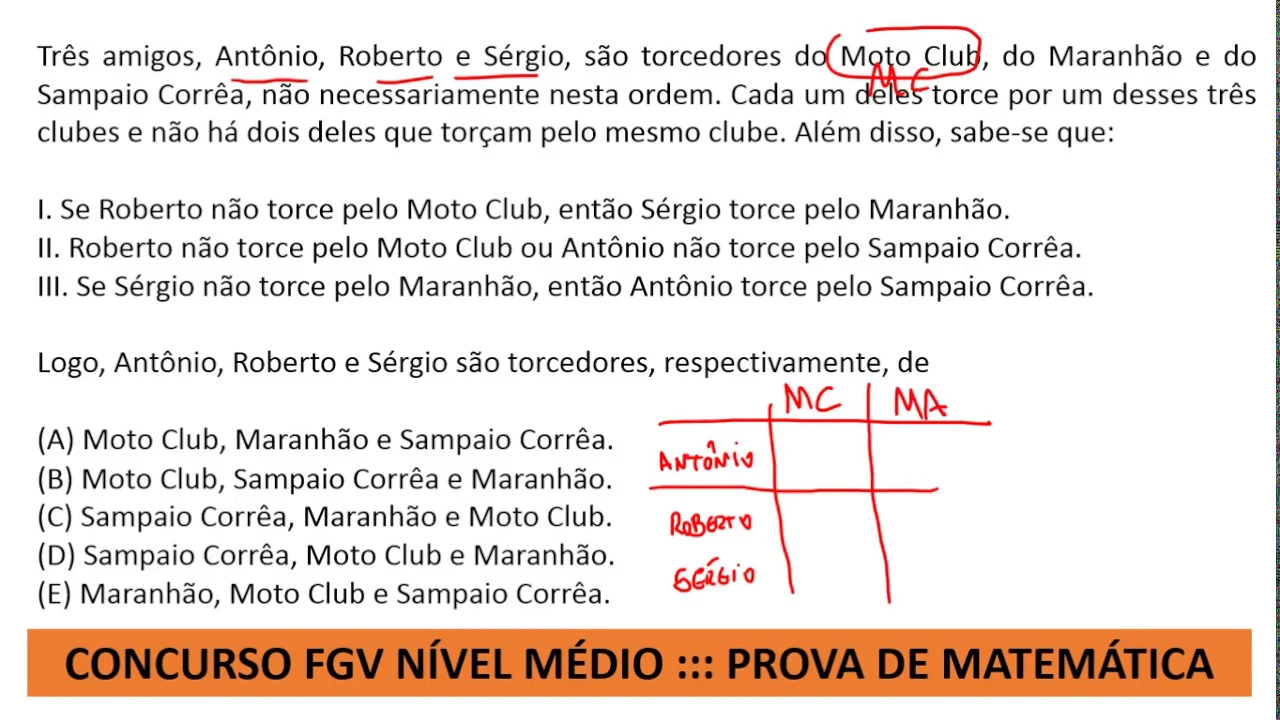 Raciocínio Lógico Prova de Matemática #FGV Concurso Agente Legislativo Q11