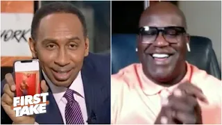 Stephen A laughs off Shaq s proof that he has a 6-pack First Take