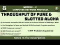 8 Throughput of PURE SLOTTED ALOHA - 1 IMP Problem Explained Module 2 7th Sem CNP ECE VTU