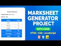 Marksheet Generator using HTML CSS JavaScript in Hindi Certificate Generator Project Source Code