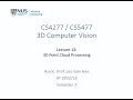 3D Computer Vision 3D Point Cloud Processing