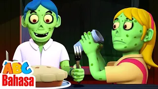 Keluarga zombie saat makan malam bertanya di mana makananku? | Lagu Anak Anak | ABC Bahasa Indonesia