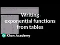 Constructing linear and exponential functions from data Algebra II Khan Academy