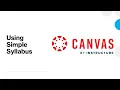 Using Simple Syllabus in Canvas