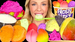 ASMR MUKBANG, Viral Frozen Fruit Ice Cream, Dragon Fruit, Peach, Mango Kiwi Avocado Eating Sounds 먹방