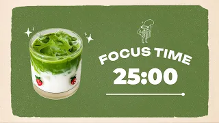 Study With Me Matcha Latte In Strawberry Glass 25 5 Timer Lofi Beats 3 Hour Focus Session 