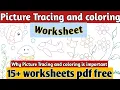 Picture Tracing and coloring worksheets for toddlers printable worksheets for kids worksheet pdf