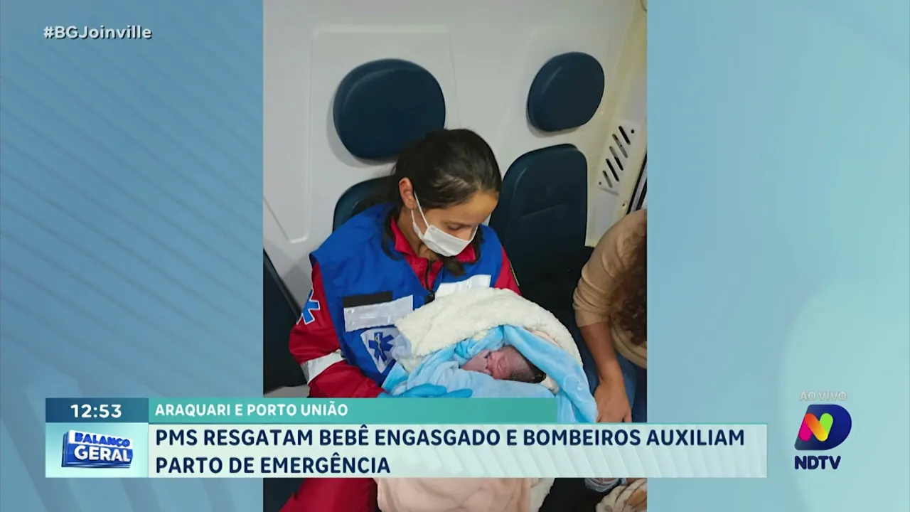 Araquari e Porto União: PMs resgatam bebê engasgado e bombeiros auxiliam parto de emergência