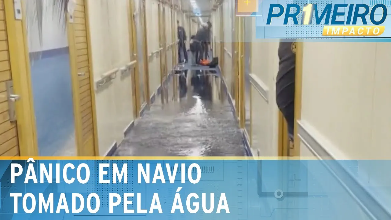 Titanic? Corredores e quartos de navio são tomados pela água | Primeiro Impacto (26/10/23)