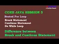 Core Java Session 5 Nested for loop continue keyword and break statement