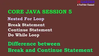 Core Java Session 5 Nested for loop continue keyword and break statement