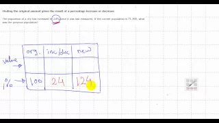 Finding the original amount given the result of a percentage increase or decrease