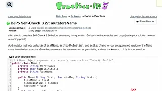 Java Practice It Self-Check 8 27 mutatorsName classes encapsulation implementing instance