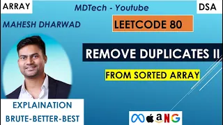 Remove Duplicates from Sorted Array II JavaScript Solution LeetCode 80 Explained Two pointers