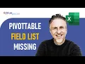 Field List Missing Excel PivotTable Show Field List in Excel PivotTable