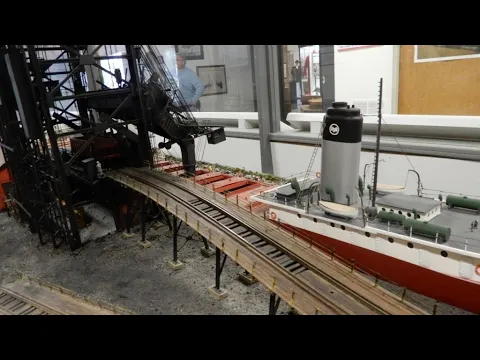 Download MP3 Museum Model Train Layout HO Coal Dock Loader Railcar Move Empty Model Boat Sandusky Ohio Maritime